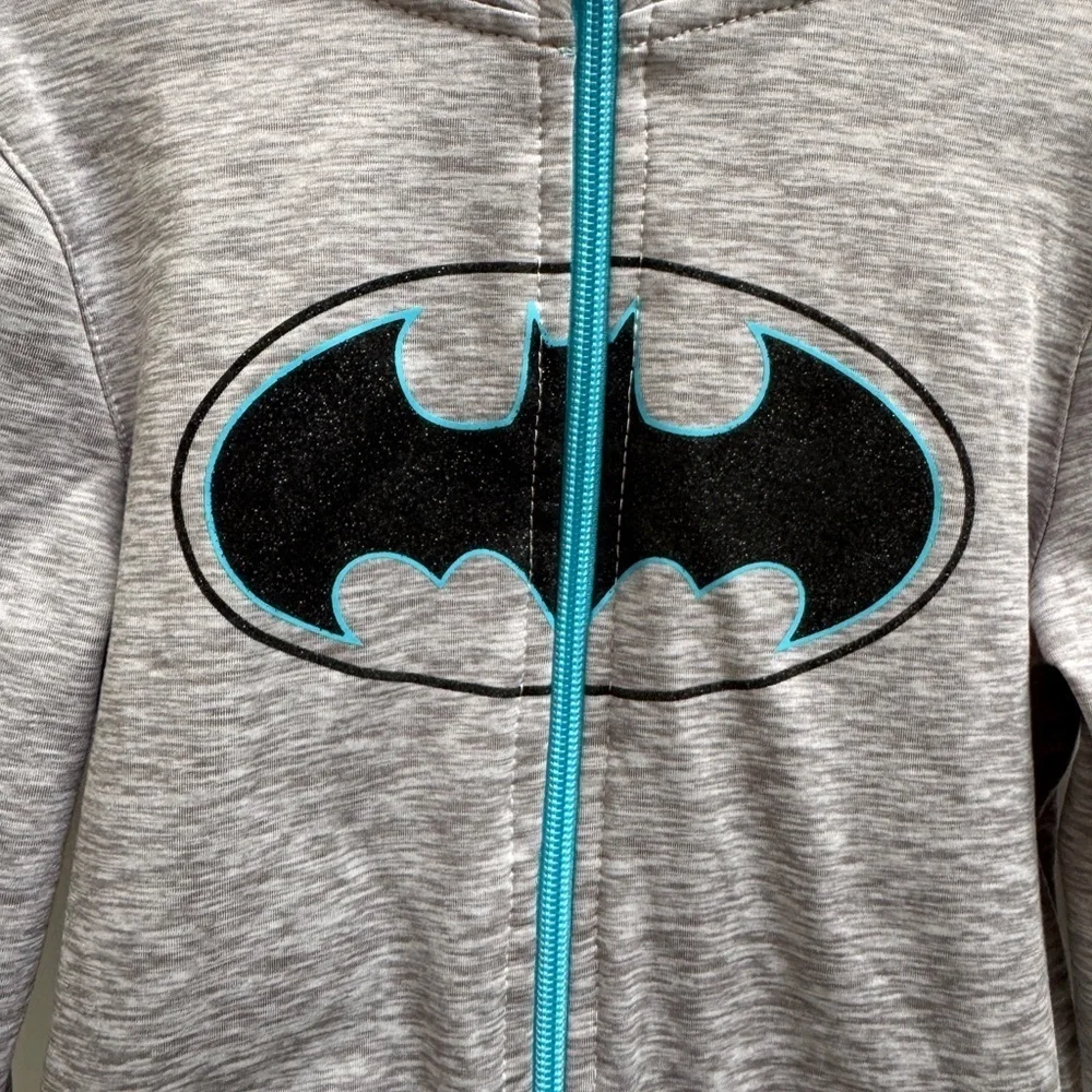 Batman 3T Girls Gray & Blue Superhero Zip Up Athletic Jacket
